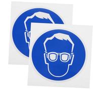 DIKACA 2 pcs Wear Protective Goggles Stickers Adhesive Safety Decals for Workplace Eye Protection Fade-resistant Warning Signs for Industrial and Indoor Use