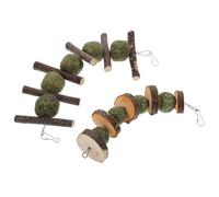 DIKACA 2 Pcs Wooden Pet Chewing with Grass Balls Nutrient-rich Molar Playthings for Rabbits Hamsters and Small Animals Reduces Boredom and Destructive Behavior Healthy Natural Pet
