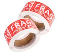 DIKACA 2 Rolls Fragile Warning Stickers Clear Self-Adhesive Labels for Shipping Packing Boxes with Strong Adhesive Handle with Care Signs for Safe Transportation