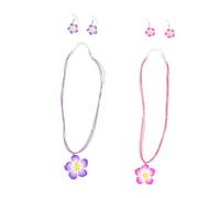 DIKACA 2 Sets Hawaiian Theme Flower Jewelry with Necklace and Earrings for Luau Party Beach Birthday Tropical Gathering Lightweight Comfortable