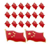 DIKACA 20pcs Chinese National Flag Brooch Pins, Red Alloy Metal Lapel Badge with Five-pointed Star, Country Flag Shirt and Bag Pin for National Day Celebration