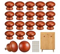 DIKACA 20pcs Solid Wood Drawer Pulls with Screws, Mushroom Shape Wooden Cabinet Knobs for Dressers, Wardrobe and Closet Door Handles, Small Single Hole Furniture Handles for Home Storage