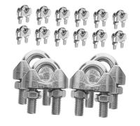 DIKACA 20pcs Stainless Steel Cable Clamps U-bolt Wire Rope Clamps for Rigging and Tensioning Anti-slip Wire Cable Fixing Clips with Rough Base Easy Installation for Guardrails and Signs