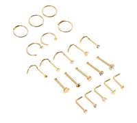 DIKACA 21 pcs Stainless Steel Nose Piercing Jewelry for Women Hypoallergenic Nose Rings and Hoops with Unique Design Suitable for Parties Daily Wear and Gifting