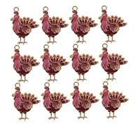 DIKACA 24pcs Thanksgiving Turkey Charms Colorful Enamel Alloy Pendants for Fall Jewelry Making DIY Bracelets Necklaces Earrings Accessories Holiday Craft Supplies