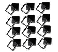 DIKACA 24pcs Transparent Lid Gems Storage Boxes Black Gemstone Display Container with Clear Window Secure Closure Jewelry Organizer for Small Gem Collections