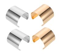 DIKACA 2PCS Adjustable Grooved Wide Cuff Bracelets Open Metal Wrist Bangles in Gold and Silver Fashionable Punk Geometric Design for Women Day and Choice