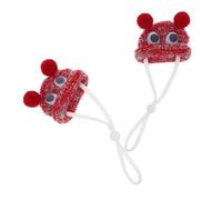 DIKACA 2pcs Adjustable Hand-knitted Hamster Hats Lightweight Breathable Mini Animal Headwear for Small Pets Guinea Pigs Bearded Dragons Cute Tiny Crochet Caps for Party Costumes