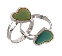 DIKACA 2Pcs Adjustable Open Heart Shape Temperature Ring Color Changing Mood Jewelry for Women Bohemian Style Emotion Sensitive Band