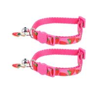 DIKACA 2pcs Adjustable Strawberry Fruit Pattern Cat Collar with Bell, Polyester Kitten Collar Lightweight Breakaway Safety Neck Strap for Pets