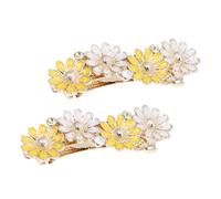 DIKACA 2pcs Alloy Daisy Flower Spring Hair Clips Ponytail Top Clips with Firm Grip Charming Floral Design for Women Daily Wear Parties Weddings Hair Accessories