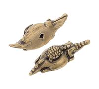 DIKACA 2pcs Antique Brass Coastal Animal Cabinet Pulls - Turtle Riding Crocodile Drawer Handles for Furniture Decor, Vintage Ocean-Themed Brass Knobs Suitable for Kitchen and Bedroom