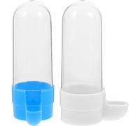 DIKACA 2pcs Bird Food and Water Container Set for Parrots and Budgies Plastic Bird Cage Accessory with Automatic Feeding and Drinking Function Random Color