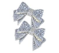 DIKACA 2pcs Bowknot Shoe Charms with Rhinestones Elegant Silver Shoe Decorations for Women and Wedding and Party for Pumps Chic DIY