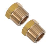 DIKACA 2pcs Brass Threaded Reducing Pipe Fitting Adapter 3/8" Bspt Male to 1/4" Npt Female Hex Bushing for Plumbing Water and Fuel Pipe Connection