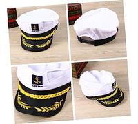 DIKACA 2pcs Captain Yacht Hats Wide Rim Sailor Caps for Men Women White Black Boating Cosplay Accessories for Birthday Weddings and Role Play