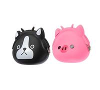 DIKACA 2Pcs Cartoon Silicone Coin Purse Durable Keychain Wallet for Cards Coins and Items Adorable Black White Dog Pink Pig Design for Friends Special Occasions