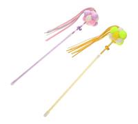 DIKACA 2pcs Cat Teaser Interactive Bite Resistant for Kitten Play Exercise Yellow and Purple