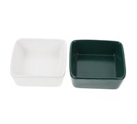DIKACA 2Pcs Ceramic Hamster Feeding Bowls Anti-fall Small Pet Food Water Dish for Hamsters Chinchillas Cats Bite-resistant Mini Bowls White and Dark Green