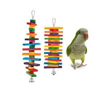 DIKACA 2pcs Colorful Block Parrot for Small Birds Safe Chewing Bite with Hanging Design Promotes Exercise and Skill Development for Cockatiels Parakeets African Greys and Random Color