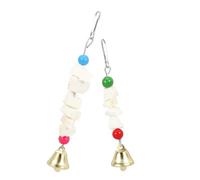 DIKACA 2pcs Colorful Parrot Biting with Bell Cuttlebone Chewing Playthings for Birds and Pets Calcium Supplement for Mood and Health Improvement Random Color