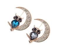 DIKACA 2pcs Creative Owl Shaped Alloy Brooch with Colorful Oil Drop Design Lightweight Rhinestone Pin for Women Clothes Bags Hats Decoration Blue and Grey Stylish Accessory for Parties