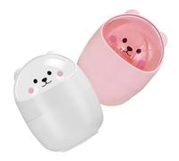 DIKACA 2pcs Cute Desktop Garbage Cans with Lid Small Table Waste Bins for Bedroom Office Space-saving Cartoon Animal Design Countertop Trash Cans in White and Pink