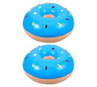DIKACA 2pcs Donut Shaped Latex Dog Squeaky Chew for Puppies Interactive Sound-activated Play Pet Entertainment Sky Blue