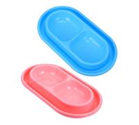 DIKACA 2pcs Double Cat Food Bowls with Ant Moat and Non Slip Base Dual Compartment Feeding Station for Cats and Small Dogs Stable and Easy to Clean Pet Dishes for Home Apartment