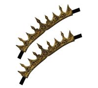DIKACA 2pcs Medieval King Crown PU Foam Comfortable Soft DIY Crown for Men Cosplay Themed Parties Stage Performance Accessory with Noble Antique Gold Design