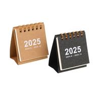 DIKACA 2pcs Mini Desk Calendar Small Portable Standing Flip Calendar with Sturdy Spiral Binding for Home Office Daily Planning and Note Taking Construction June to December