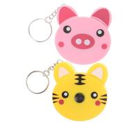 DIKACA 2pcs Mini Retractable Tape Measure Keyring with Automatic Retract Abs Material Pocket Tape Measure Accessory Cartoon Animal Design Tiger Pig for Convenient Portable Use