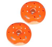 DIKACA 2pcs Orange Donut-shaped Squeaky Chew for Dogs Soft Latex Interactive Puppy for Dental Health Boredom Relief Training and Festive Pet Gatherings