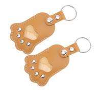 DIKACA 2pcs Pet Hair Keepsake Keychain Paw-shaped Leather Holder for Dog Cat Hair Storage Cute Memorial Charm Key Ring for Pet Owners Stylish Fillable Heartfelt Tribute Accessory