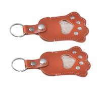 DIKACA 2pcs Pet Hair Keepsake Keychain PU Dog Cat Hair Pendant with Paw Design Handcrafted Memorial Charm for Bags Backpacks Purse Compact Lightweight Pet Memory Holder