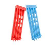 DIKACA 2pcs Pigeon Foot Ring Holder Rack with Vibrant Blue and Red Colors Compact Space-saving Design for Racing Pigeons Easy Installation Poultry Leg Band Storage for Breeding and