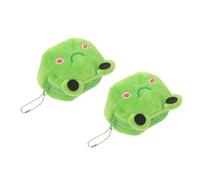 DIKACA 2pcs Plush Cute Frog Cartoon Coin Wallet for Women Girls Small Zippered Kawaii Frog Shape Wallet as Key Holder for Shopping Holidays Festivals