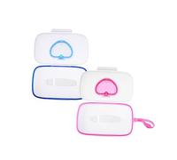 DIKACA 2Pcs Portable Wipes Case Reusable Wet Tissue Storage Boxes for Outdoor Use with Dryness Prevention Premium PP Material Assorted White-Pink and White-Blue Colors
