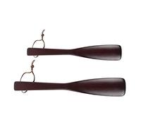 DIKACA 2Pcs Portable Wooden Shoehorns Long Handled Shoe Lifters for Easy Shoe Wearing Durable Comfortable Design for Household Use and Storage with Lanyard Feature
