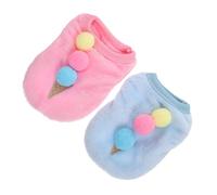 DIKACA 2Pcs Puppy Vest Ice Cream Pattern Fleece Clothes Lightweight Warm Winter Apparel for Small Dogs Cats and Rabbits Cute Festival Outfit