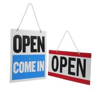 DIKACA 2pcs PVC Double-sided Door Sign with Business Hours Open Closed Display for Store Office Home Use Visible Both Sides Reusable Hanging Shop Opening Sign