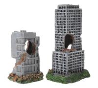 DIKACA 2pcs Realistic Resin Aquarium Castle Ruins Decorations Urban Ruins Fish Tank Rock Hideouts Non- Shelter Ornaments for Aquarium Backgrounds and Underwater Landscape