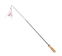 DIKACA 2pcs Retractable Cat Teaser with Wooden Handles and Carbon Fiber Rods Height Interactive Pet Play Wand for Indoor Cats and Kittens Blue and Pink