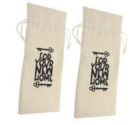 DIKACA 2pcs Reusable Cotton Linen Wine Bottle Bags with Drawstring Handle Wine Carrier Bags for Party Housewarming Christmas Versatile for Beer Candy and Chocolate Packaging