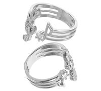 DIKACA 2Pcs Silver Musical Note Open Rings with Diamonds Adjustable Music Symbol Finger Rings for Women Daily Wear Music Jewelry for Lovers and Party Accessories