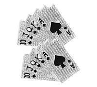 DIKACA 2Pcs Silver Playing Card Brooch Pin Set with Rhinestones, Hip Hop Poker Design, Unisex Decorative Lapel Pins for Suits and Clothing Accessories