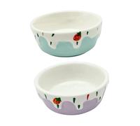 DIKACA 2pcs Small Ceramic Pet Bowls for Hamster Food Storage Rodent Feeding Dishes with Smooth Surface Suitable for Guinea Pig Rabbit and Other Small Animals
