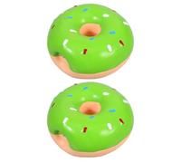 DIKACA 2pcs Squeaky Donut Dog Soft Latex Chew for Puppies Interactive Pet Training Teething Fun Light Green