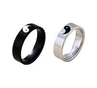 DIKACA 2pcs Tai Chi Couple Rings Finger Ornament Symbolic Jewelry Gift for Him and Her Expressing Love and Unity Birthdays Valentine Day Christmas