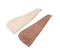 DIKACA 2Pcs Thickened Coral Fleece Hair Drying Caps for Women Super Absorbent Water Turban Towels Quick Dry Head Wrap Towels in Dark Coffee Khaki Reusable Shower Essentials